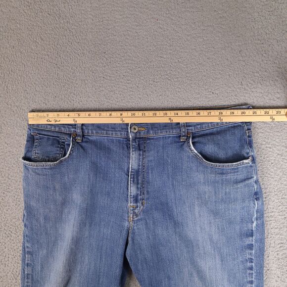 Orvis Jeans Mens 41 x 28.5 Blue Denim Straight Leg Distressed Cotton Blend - Picture 13 of 16